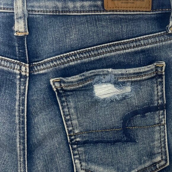American Eagle Distressed Denim Shorts Size 0 Blue Next Level Stretch Cutoffs - Picture 9 of 14